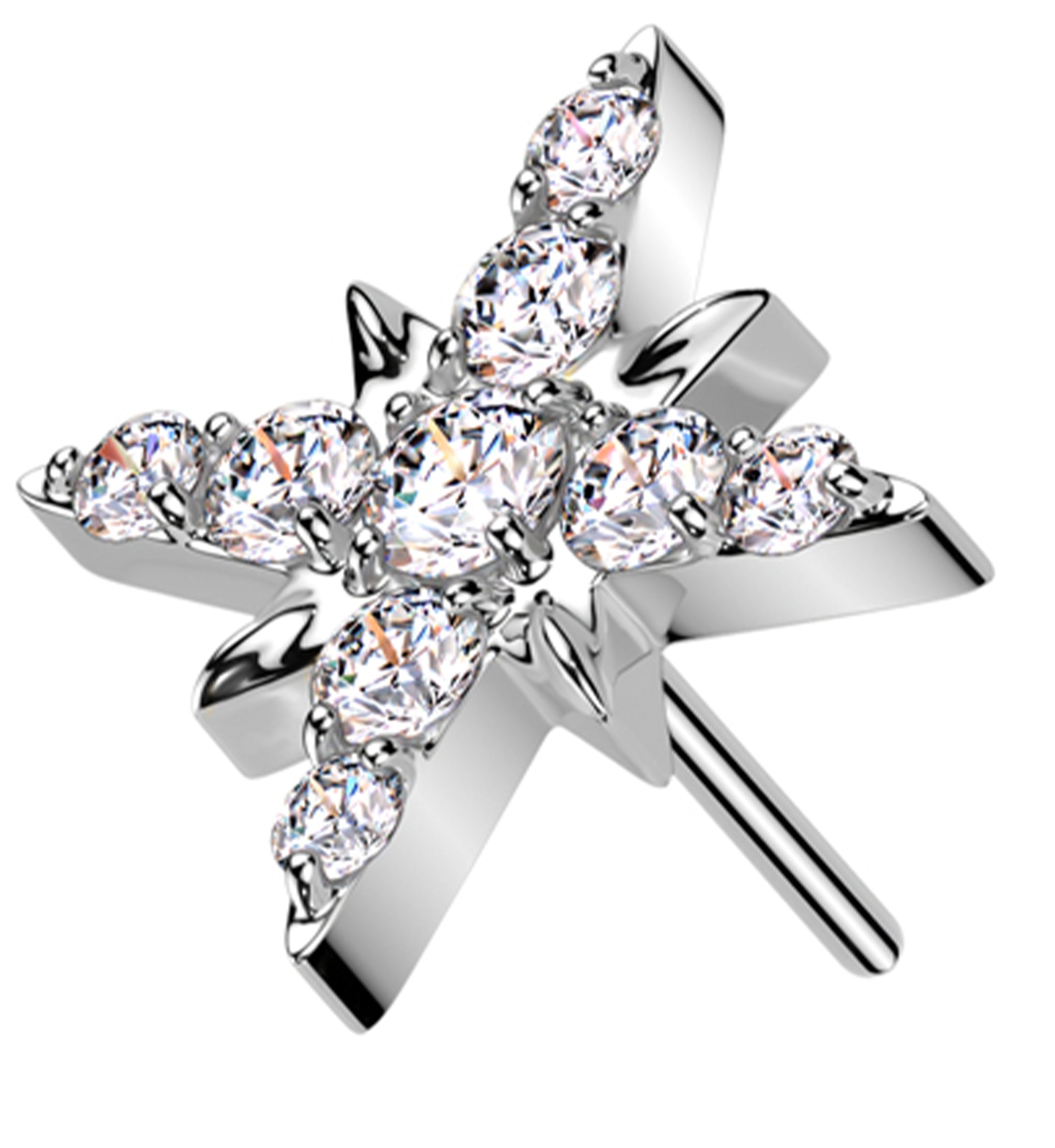 North Star Burst Clear CZ Titanium Threadless Top