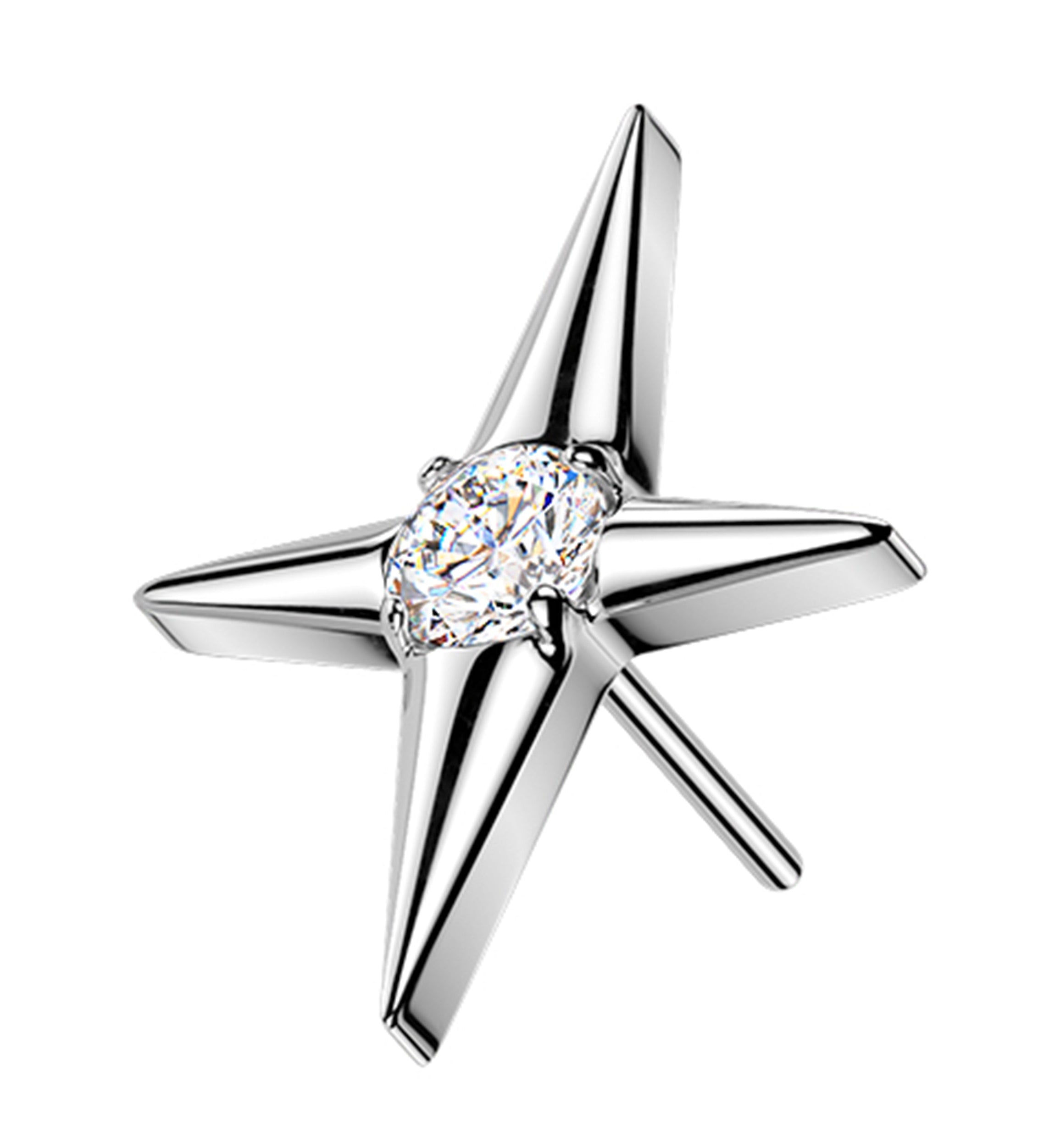 North Star Center Clear CZ Titanium Threadless Top