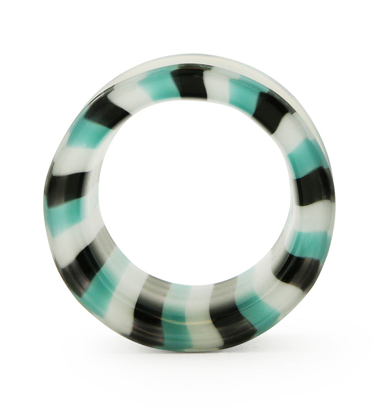 Ocean Stripe Glass Tunnel Plugs - Single Flare