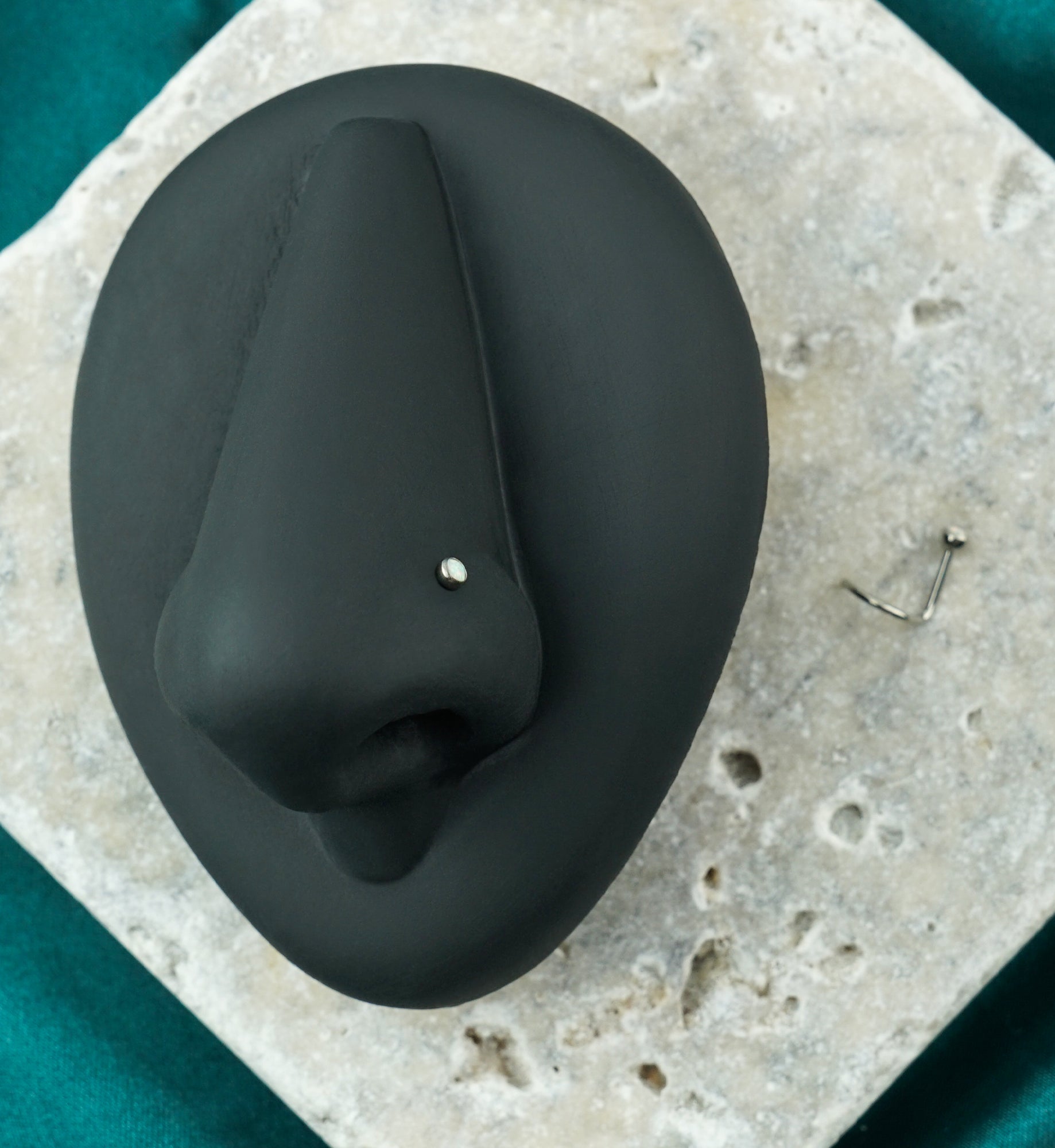 Opalite Bezel Set Titanium Nose Screw