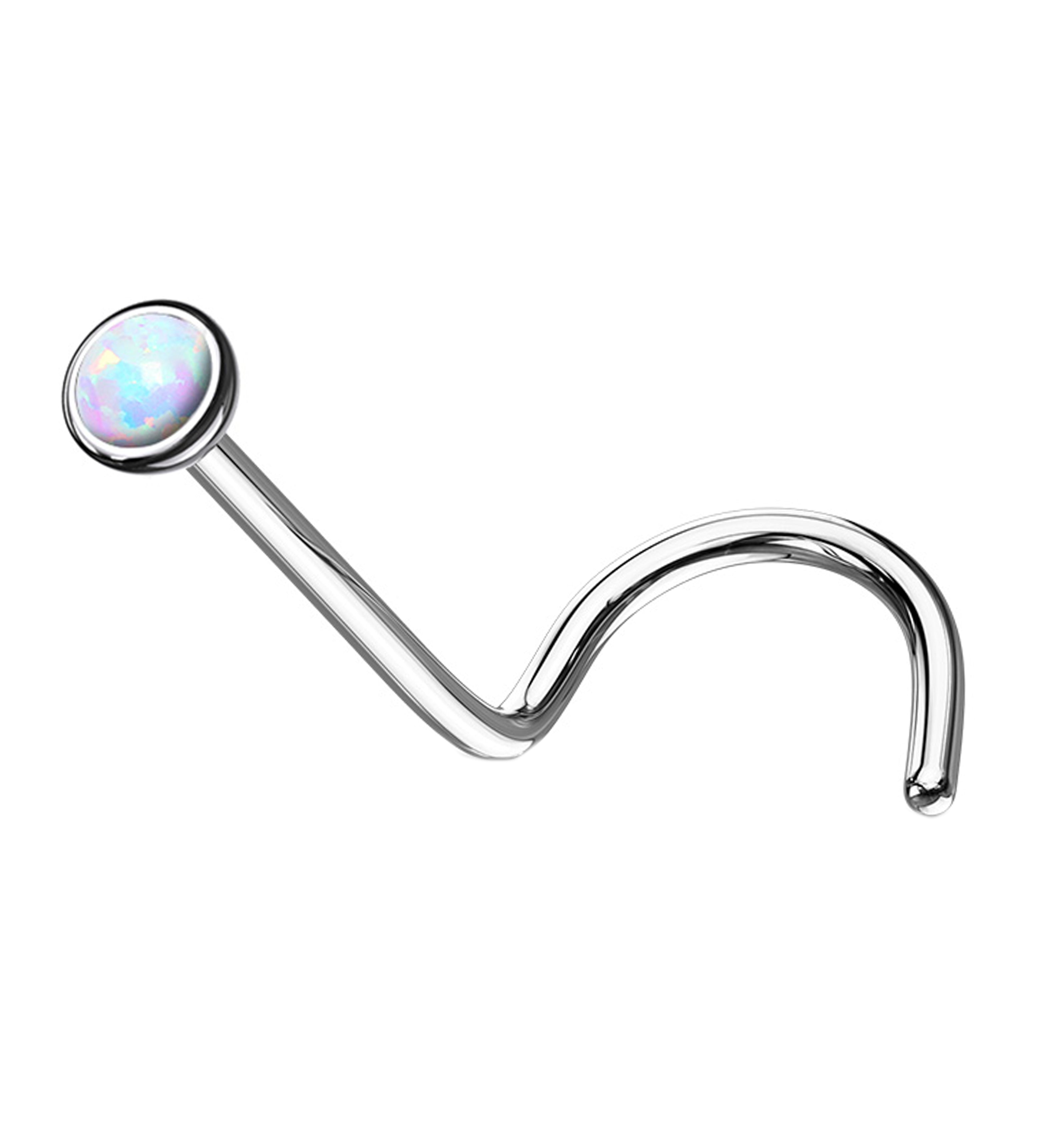 Opalite Bezel Set Titanium Nose Screw