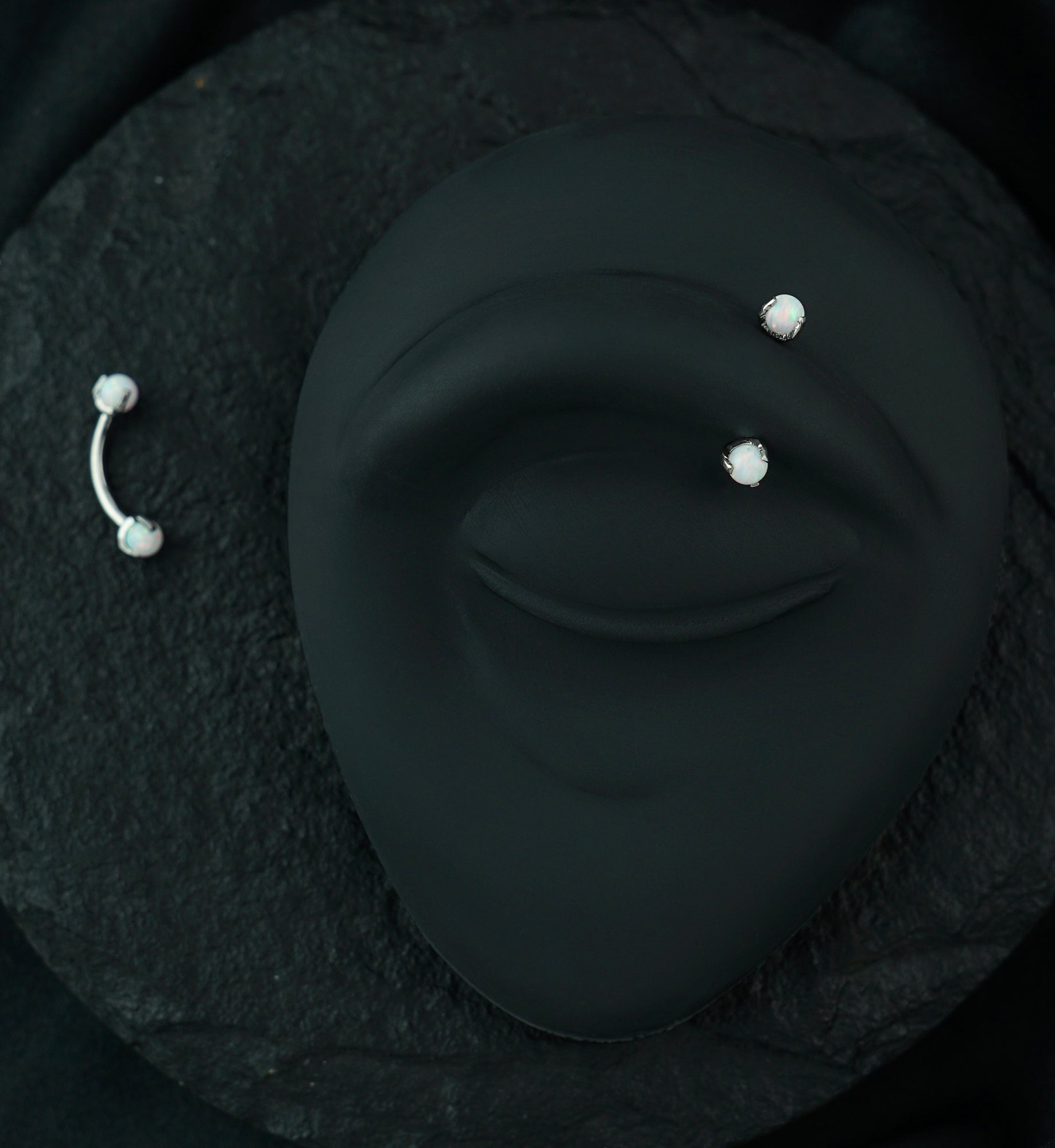 Opalite Claw Stainless Steel Curved Barbell