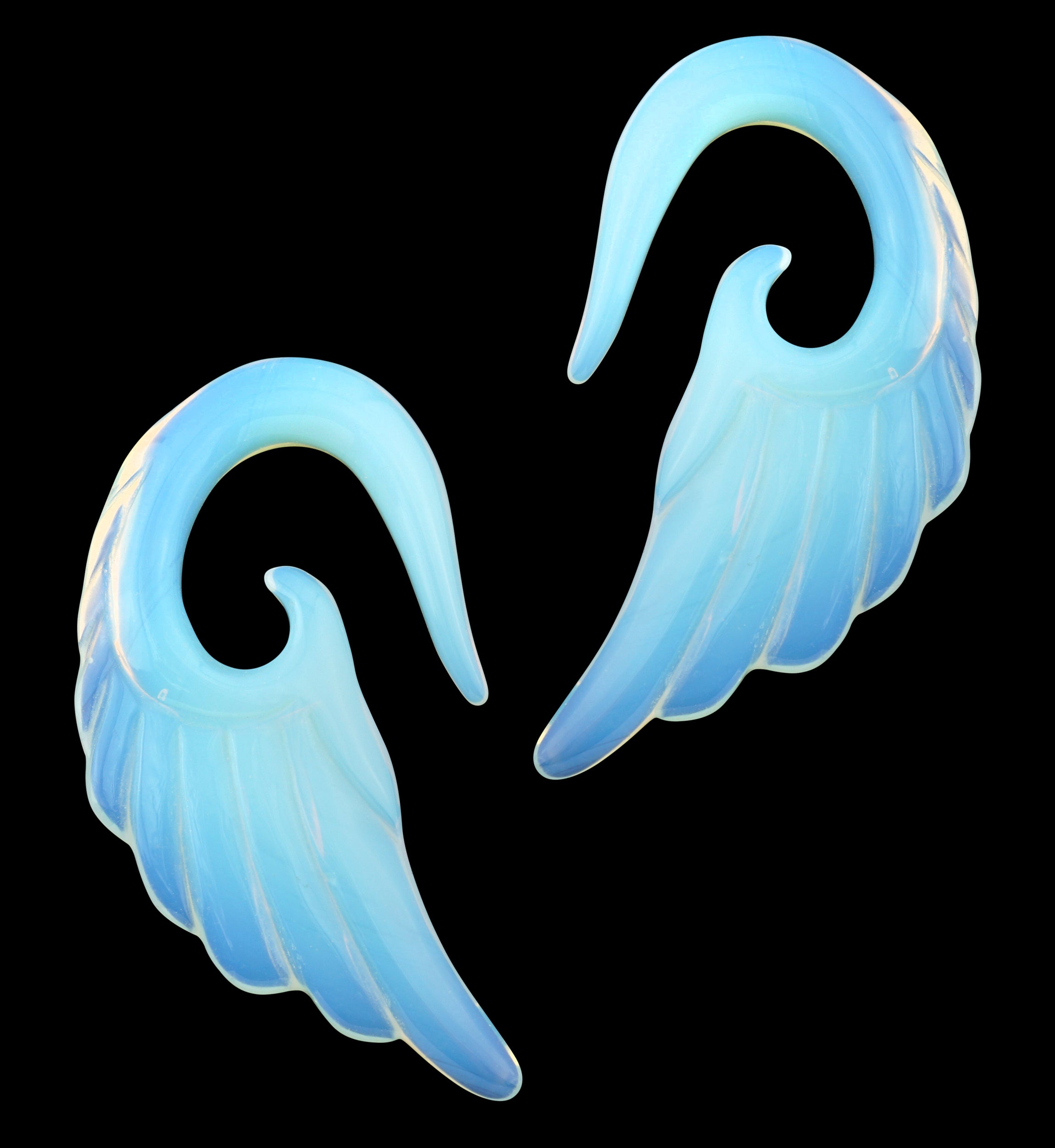 Opalite Glass Angel Wing Spirals