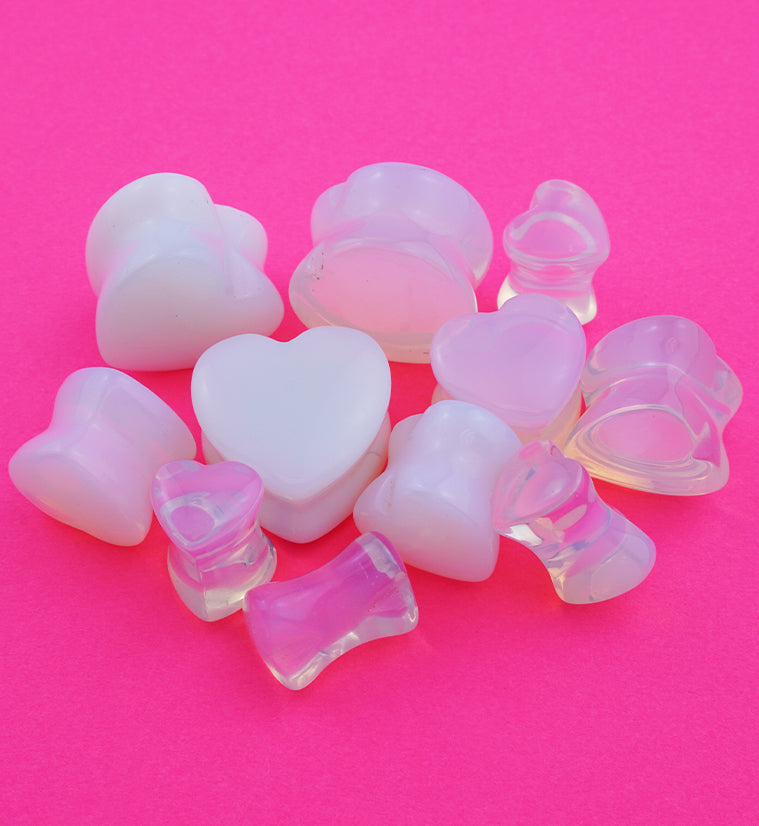 Opalite Glass Heart Shape Plugs