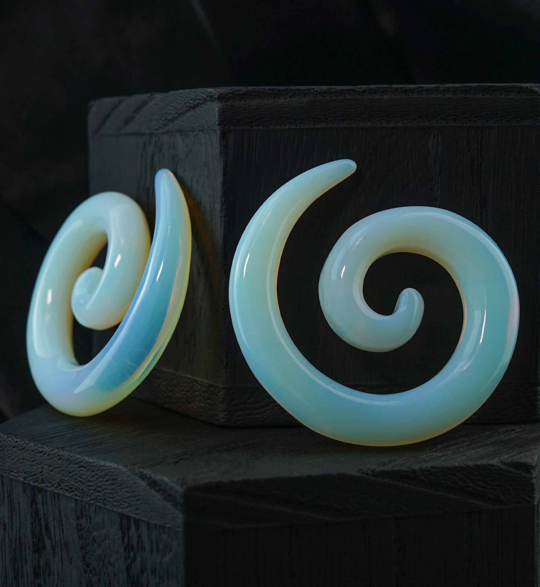 Opalite Glass Spirals