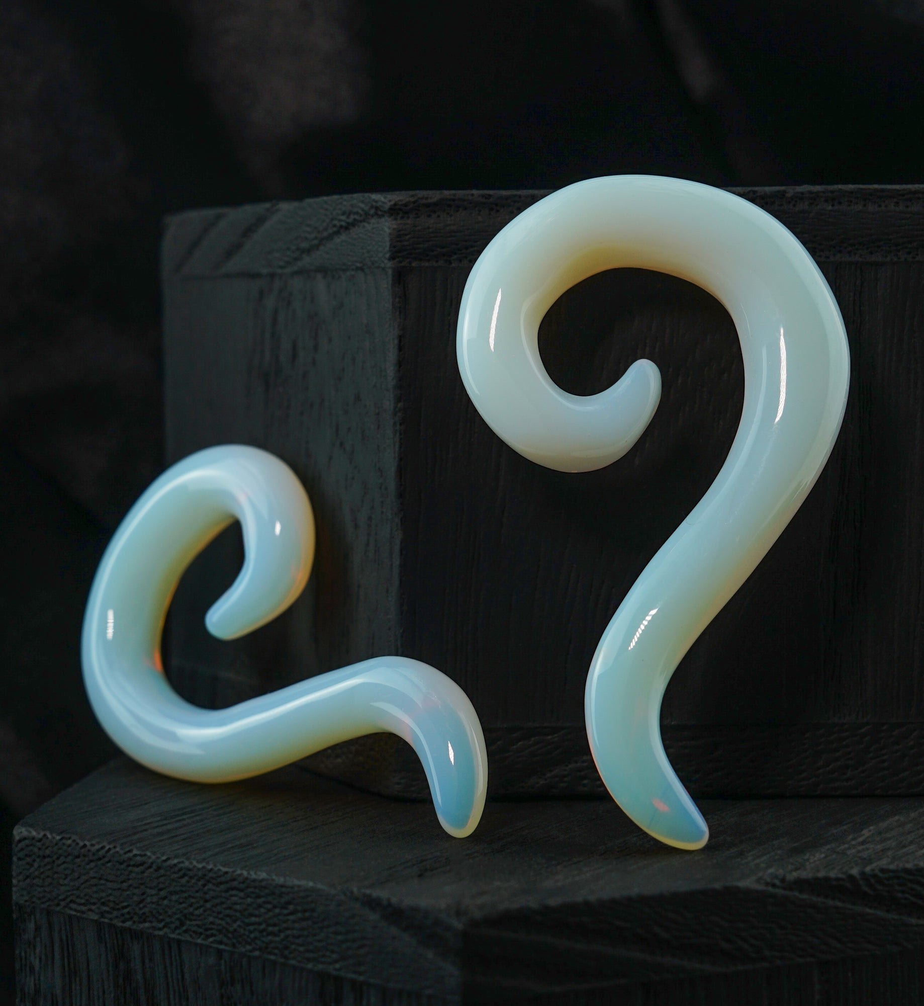 Opalite Glass Tail Spirals