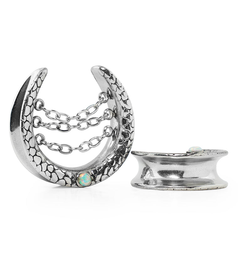 Opalite Osteo Stainless Steel Saddles With Dangle Chain