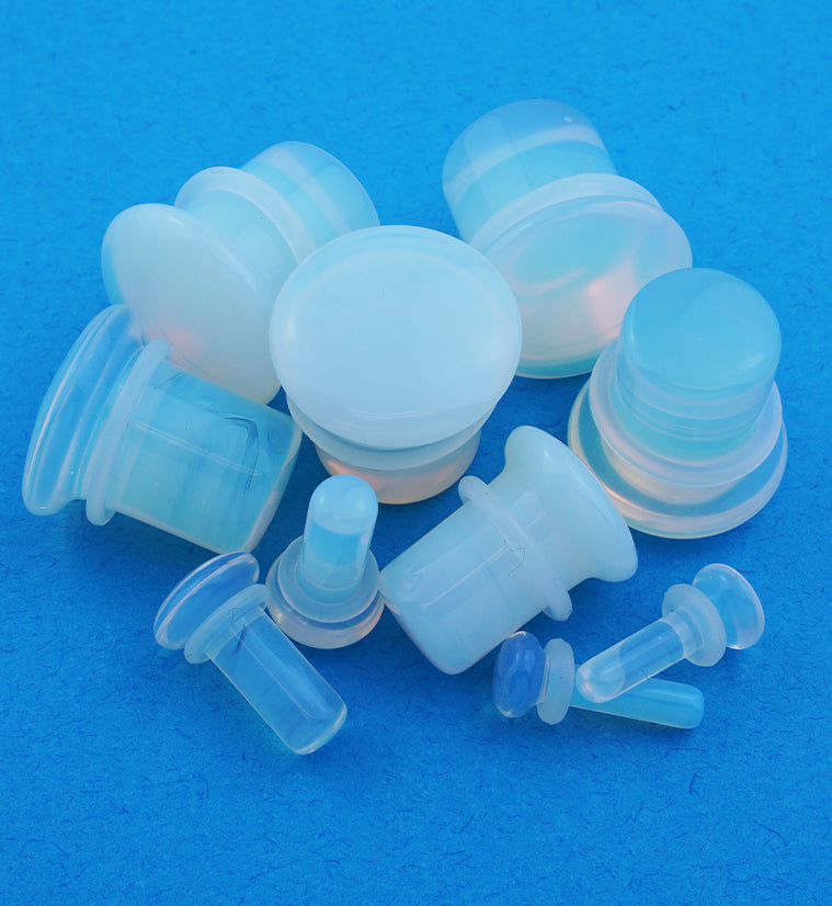 Opalite Single Flare Glass Plugs