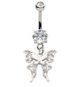 8 Piercings Nombril Acier Inoxydable 316L - Pendants Fleur, Cœur, Papillon - Taille 10 Mm, 14G - 10