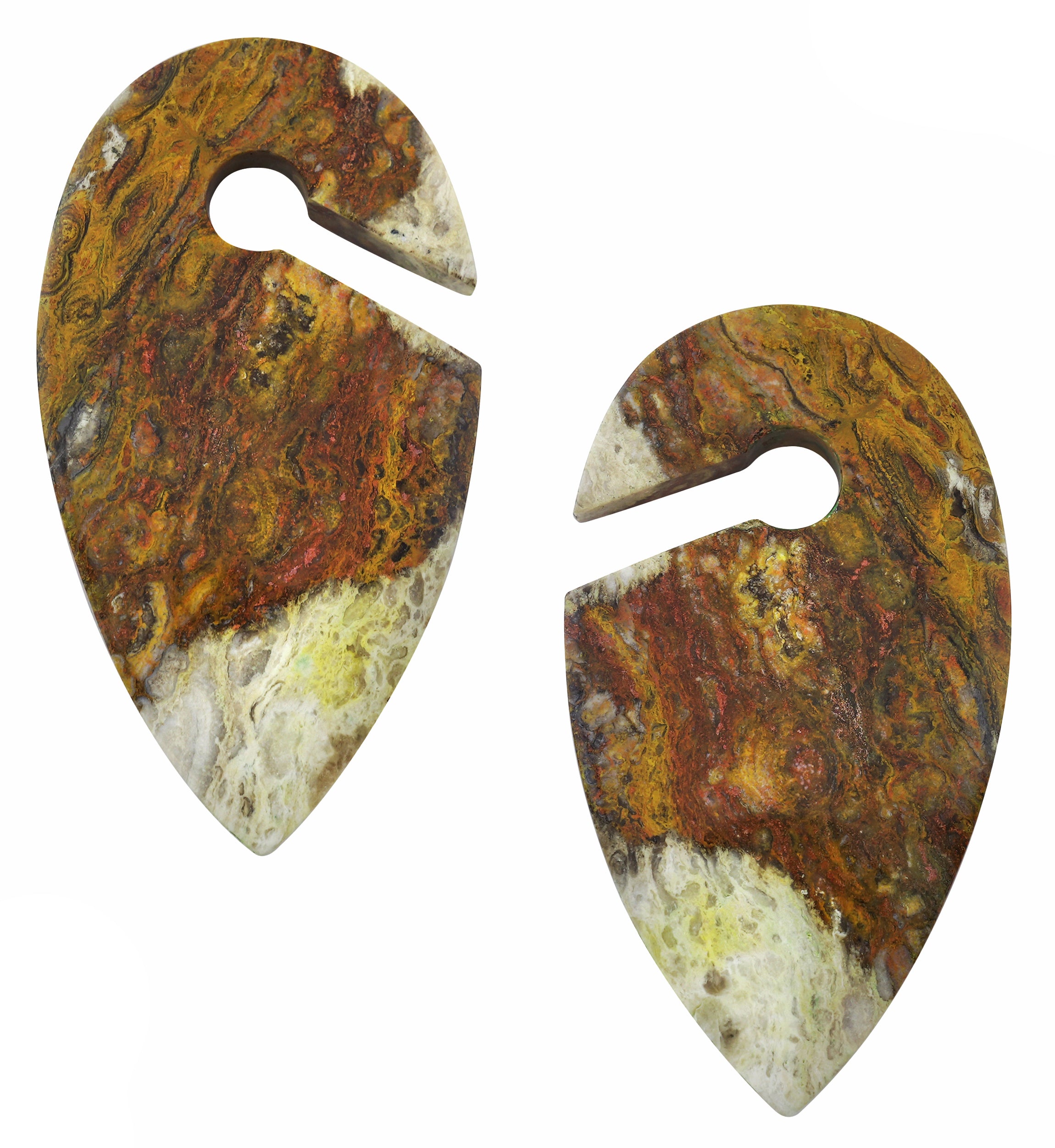 Orange Jasper Stone Keyhole Ear Weights