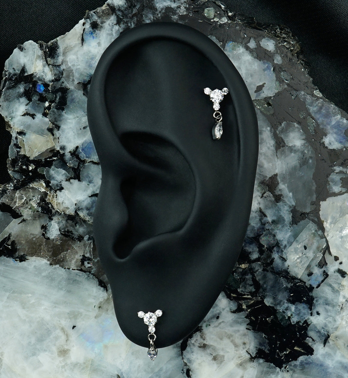 Orbit Trio Marquise CZ Dangle Titanium Threadless Top