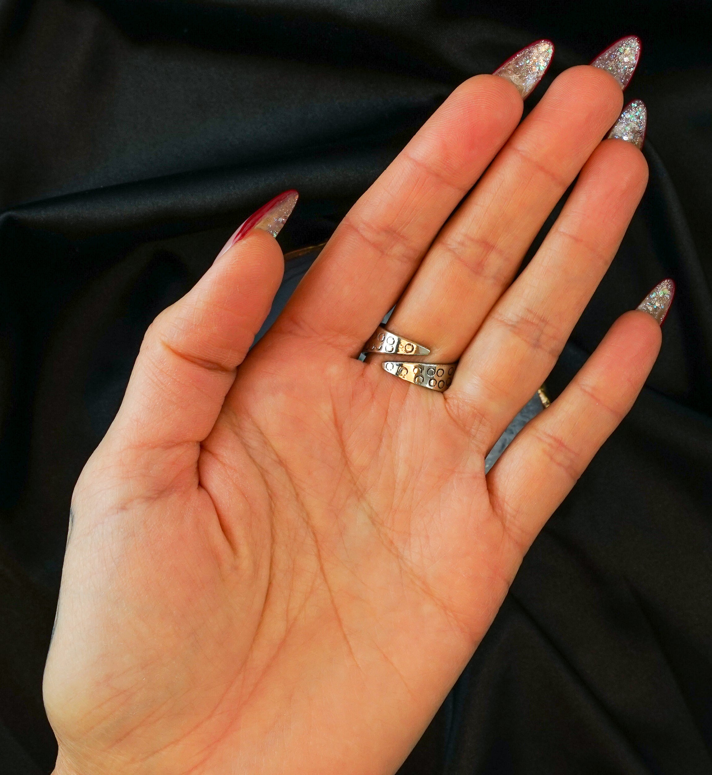 Ornate Crazy Lace Agate Stone White Brass Ring