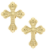 Gold PVD Ornate Cross Stainless Steel Ear Weights