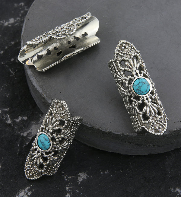 Ornate Howlite Turquoise White Brass Dreadlock Bead