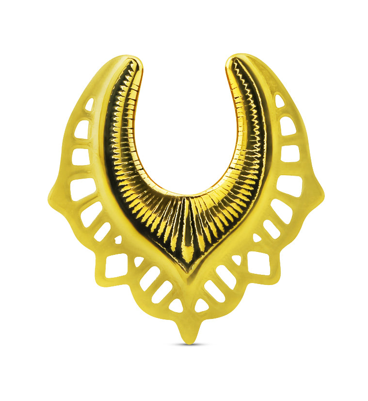 Gold PVD Ornate Shield Stainless Steel Saddles