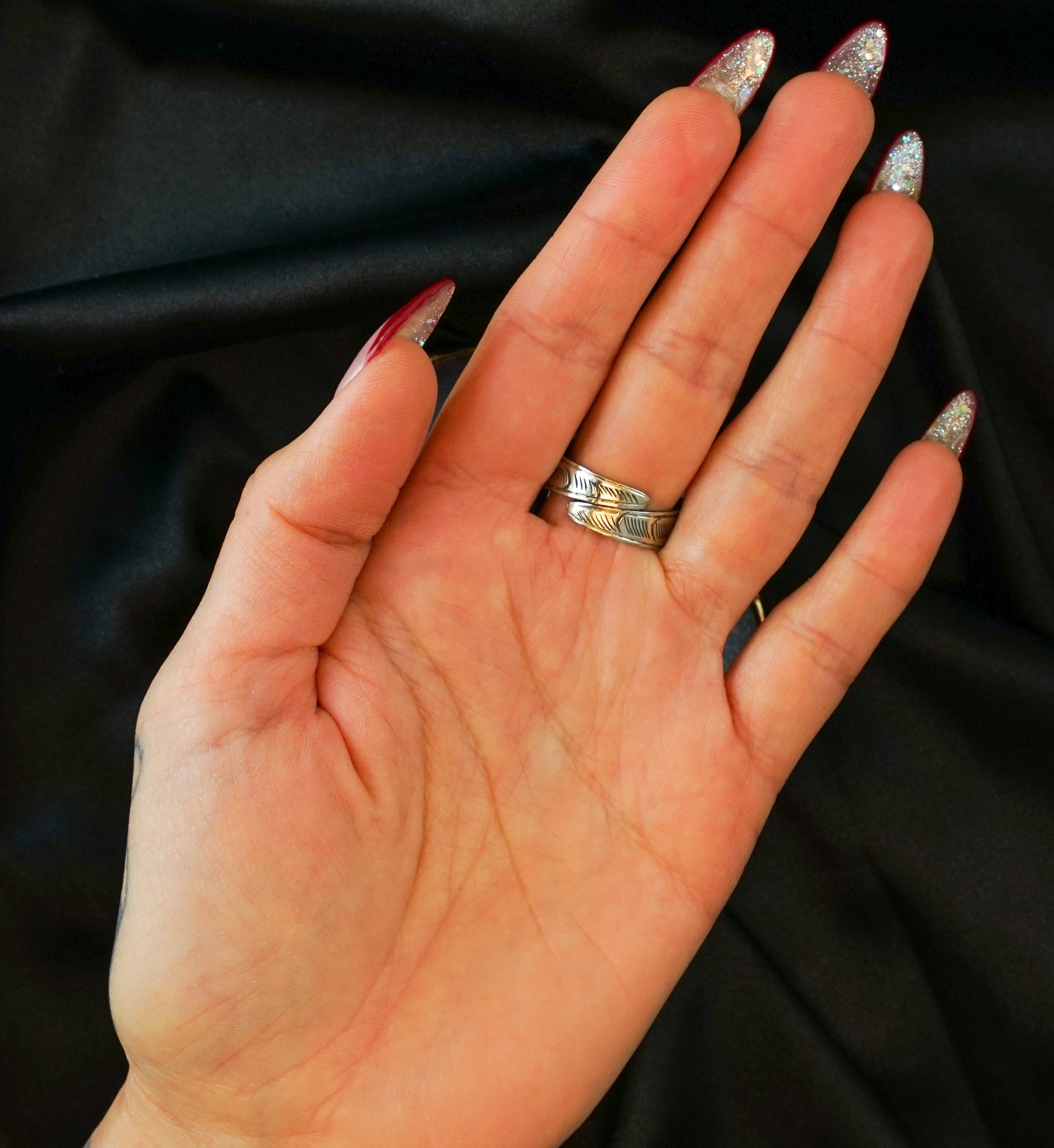 Ornate Square MOP White Brass Ring