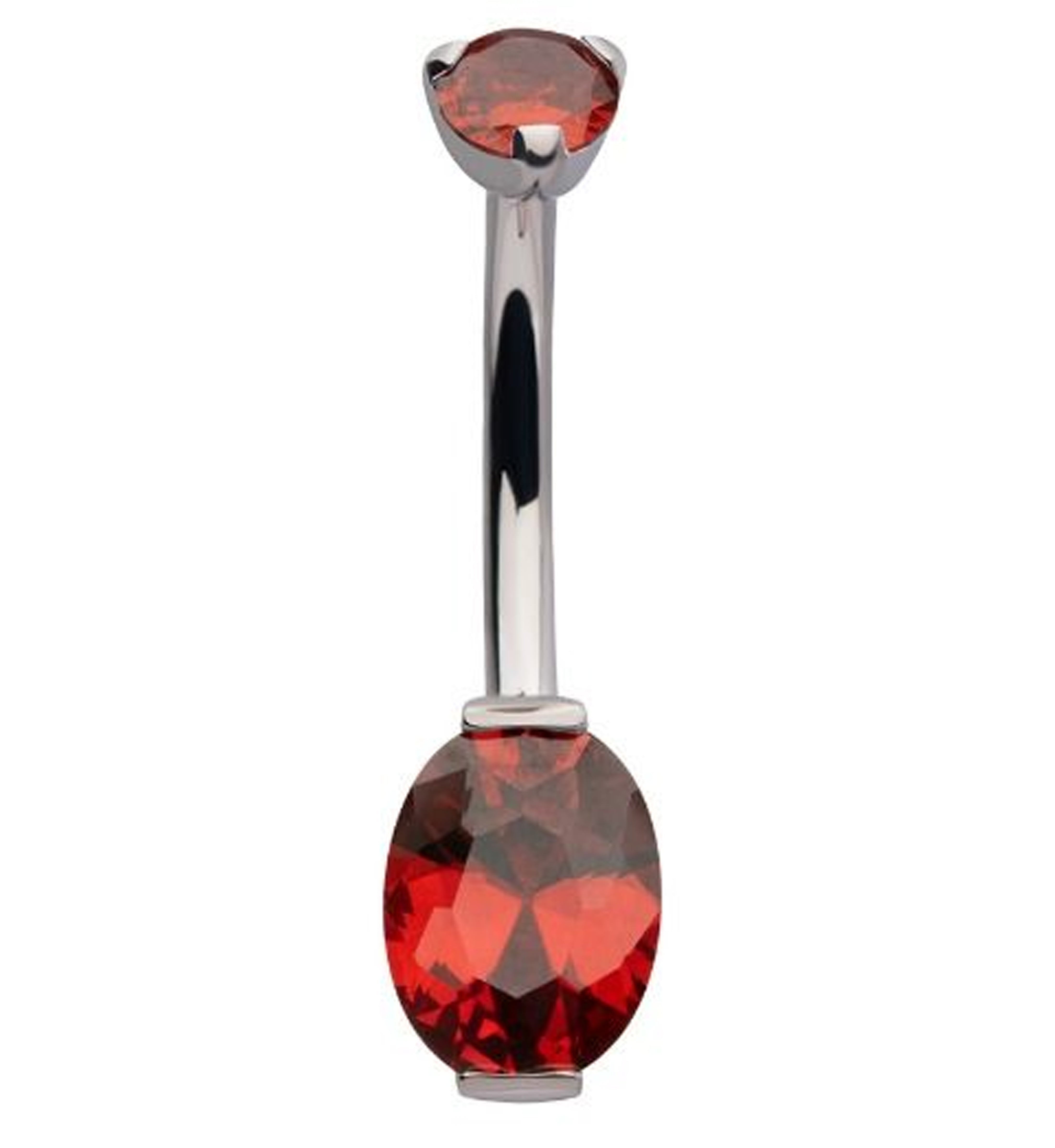 Oval Garnet CZ Titanium Belly Button Ring