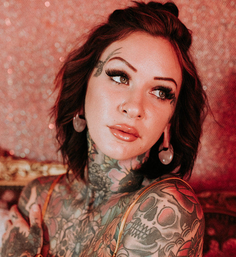 Ovaloid Rose Quartz Stone Ear Weights