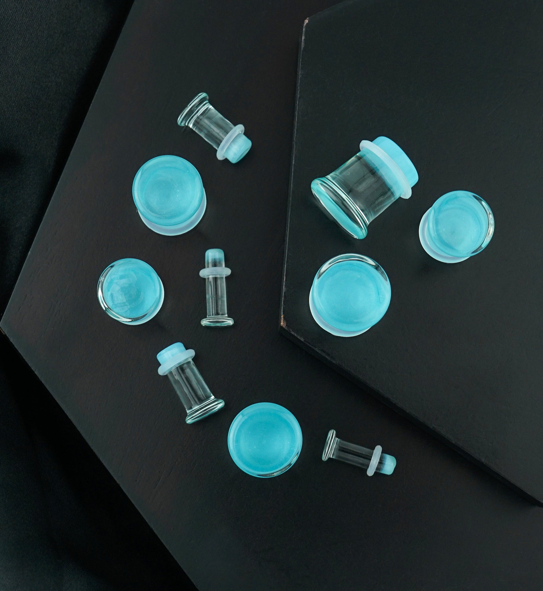 Pacific Blue Glass Plugs - Single Flare