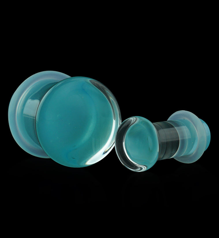 Pacific Blue Glass Plugs - Single Flare