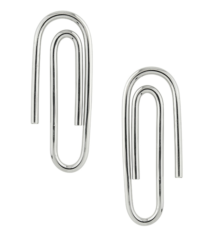 Paperclip White Brass Ear Weights