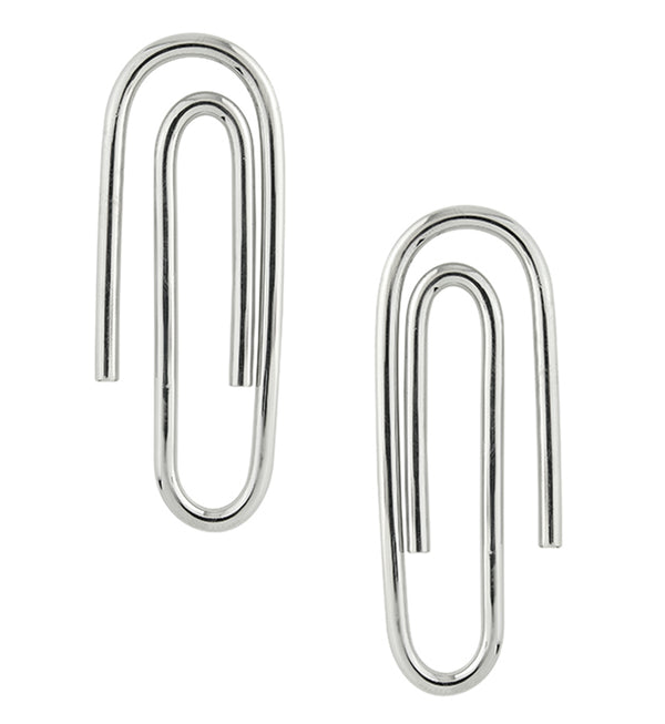Paperclip White Brass Ear Weights