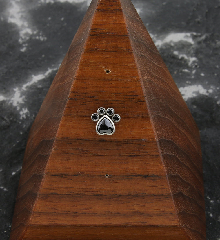 Paw Black CZ Titanium Threadless Top