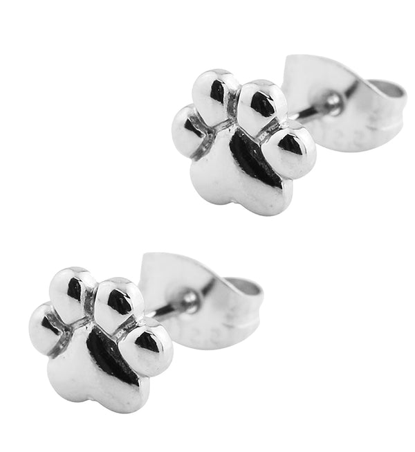 Paw Print Stainless Steel Stud Earrings