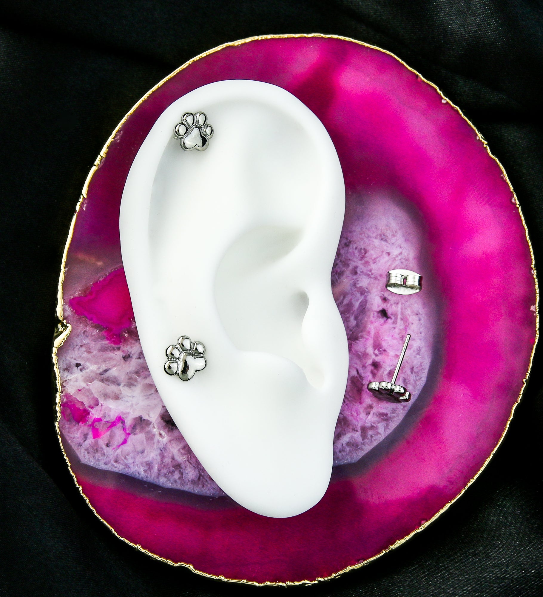 Paw Print Stainless Steel Stud Earrings