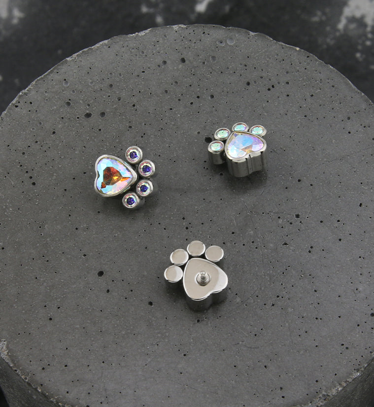 Paw Rainbow Aurora CZ Titanium Internally Threaded Top