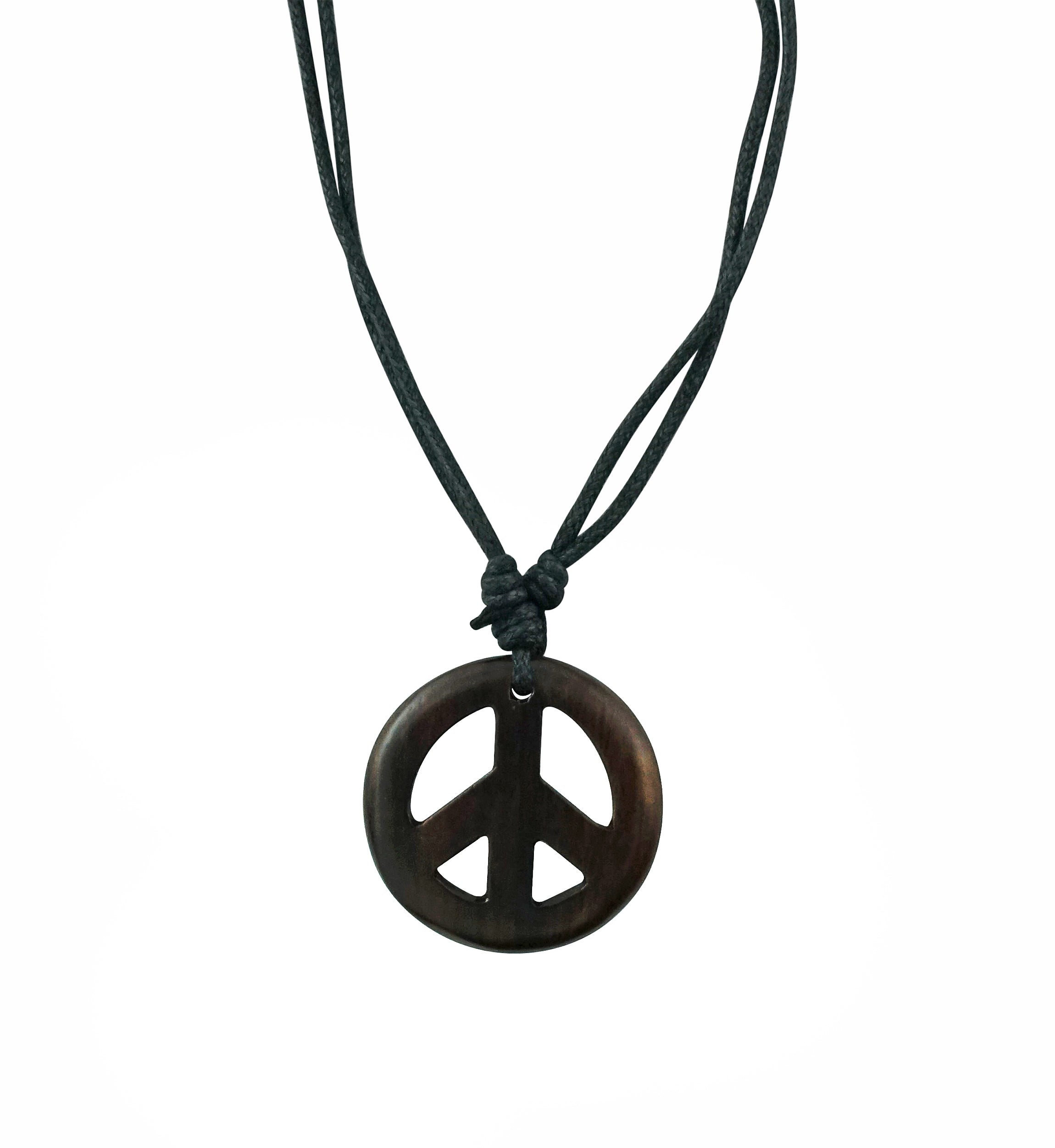 Peace Symbol Pendant Narra Wood Necklace