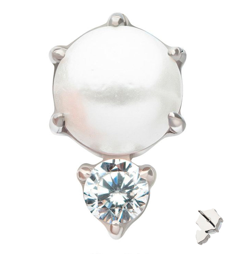 Pearl Drop Clear CZ Titanium Threadless Top