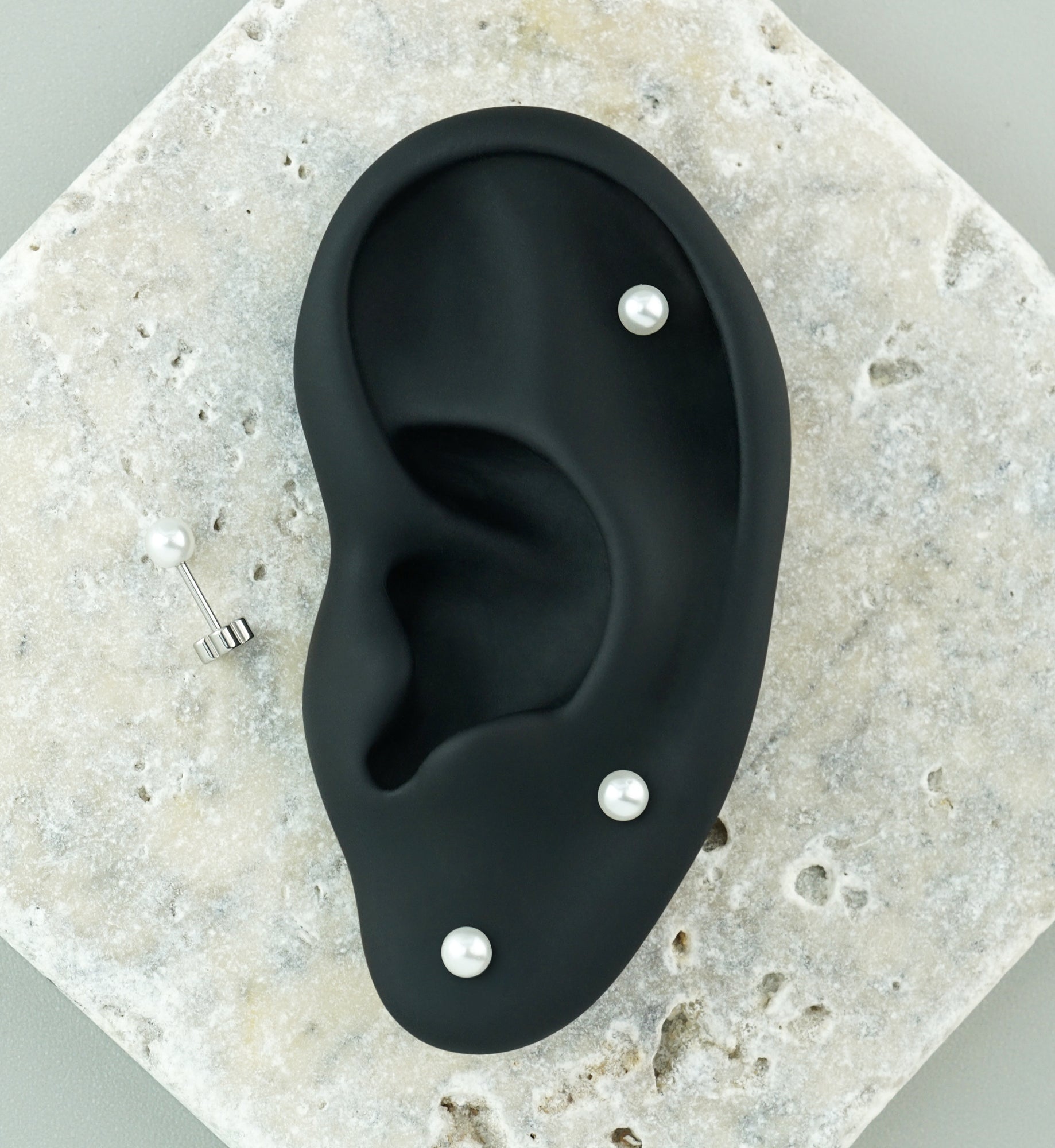 Pearl Stainless Steel Flower Back Stud Earrings