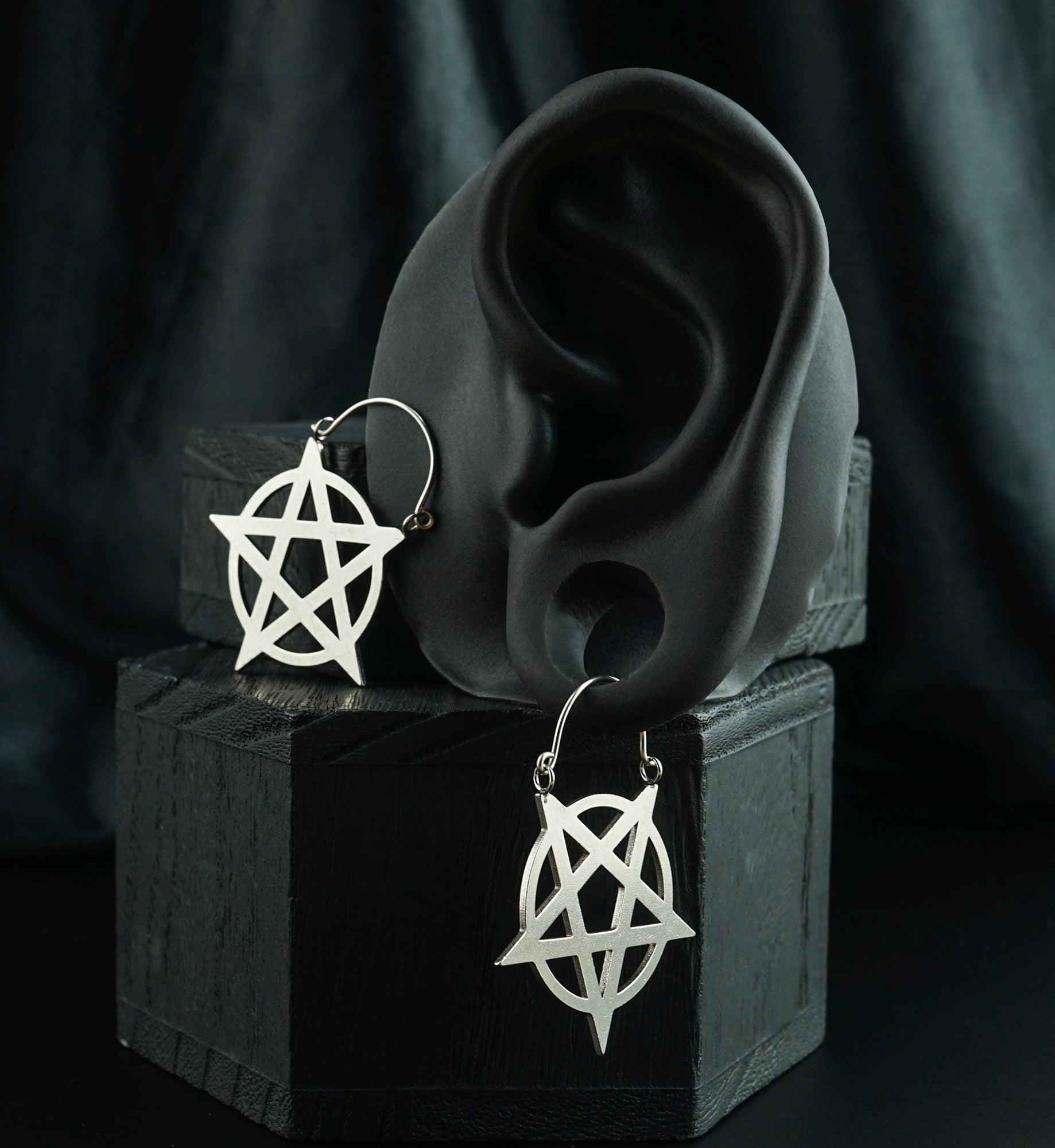 Pentacle Stainless Steel Plug Hoops