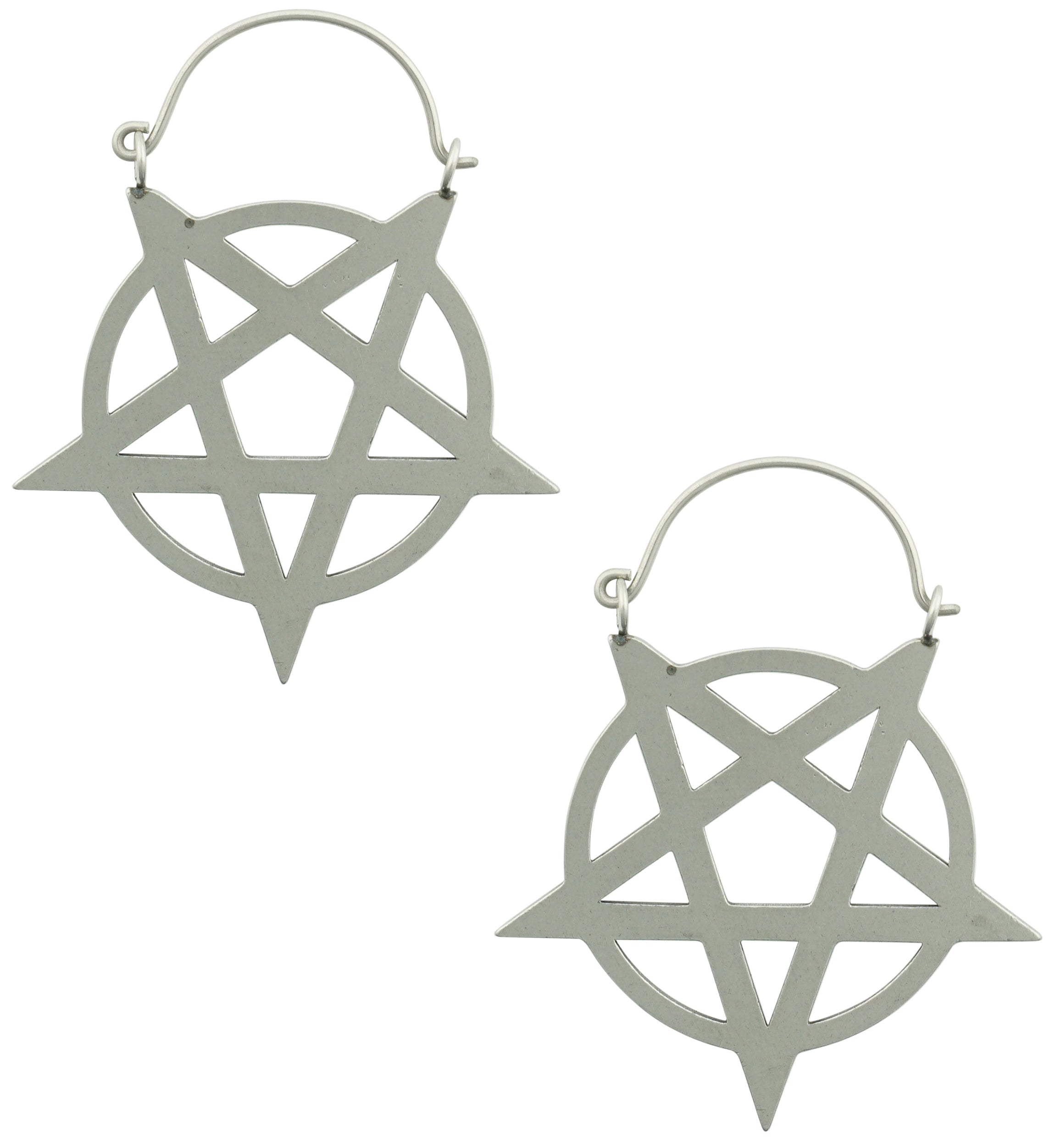 Pentacle Stainless Steel Plug Hoops
