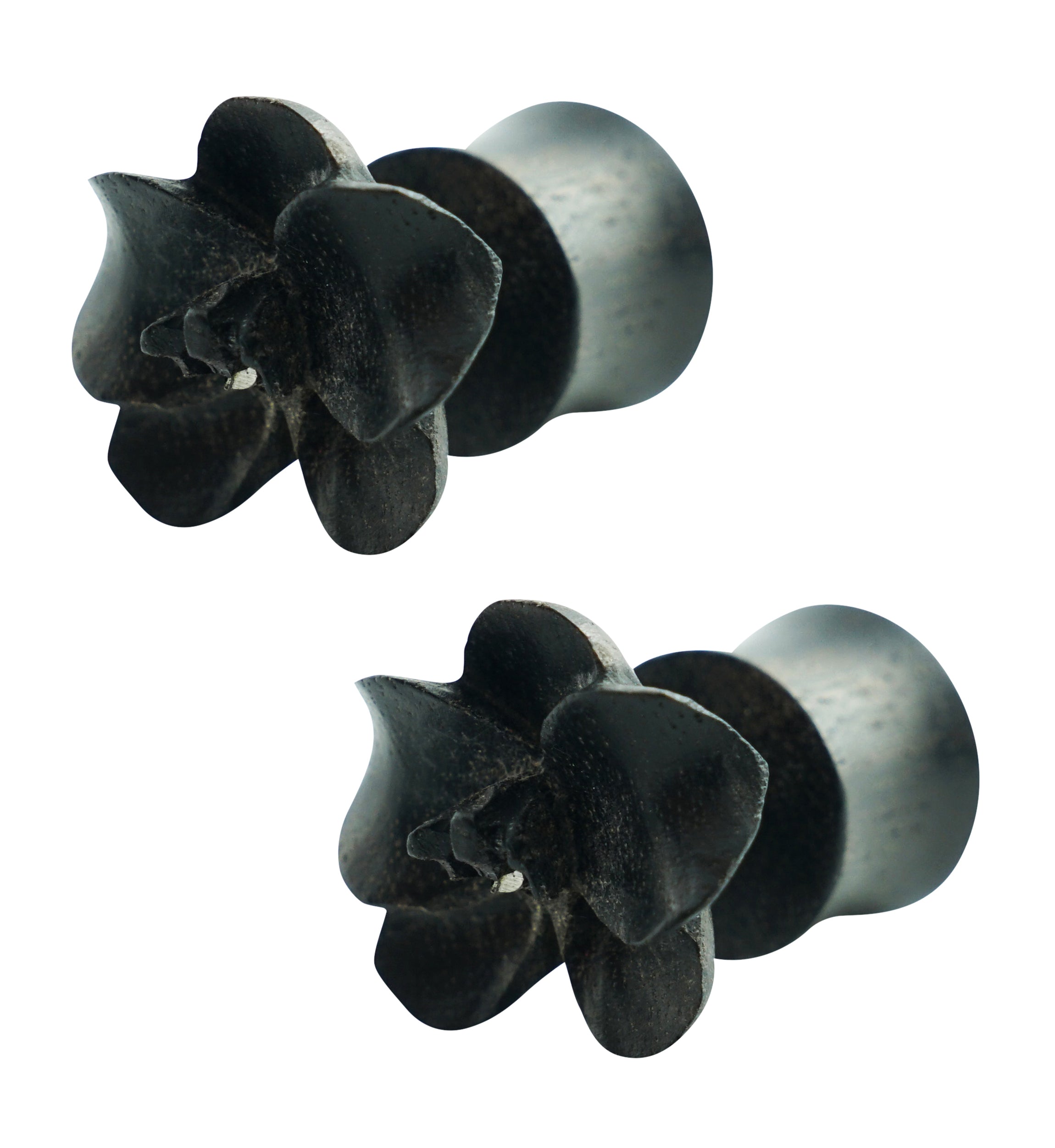 Peony Flower Areng Wood Fake Gauges Plugs