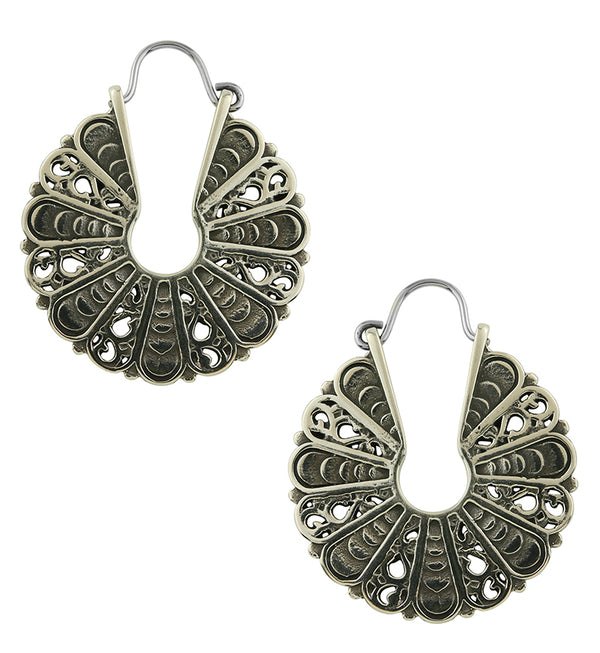 Perennial White Brass Disk Earrings/Hangers