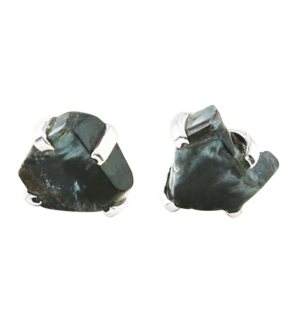 Pietersite Stone Prong Set Sterling Silver Earrings