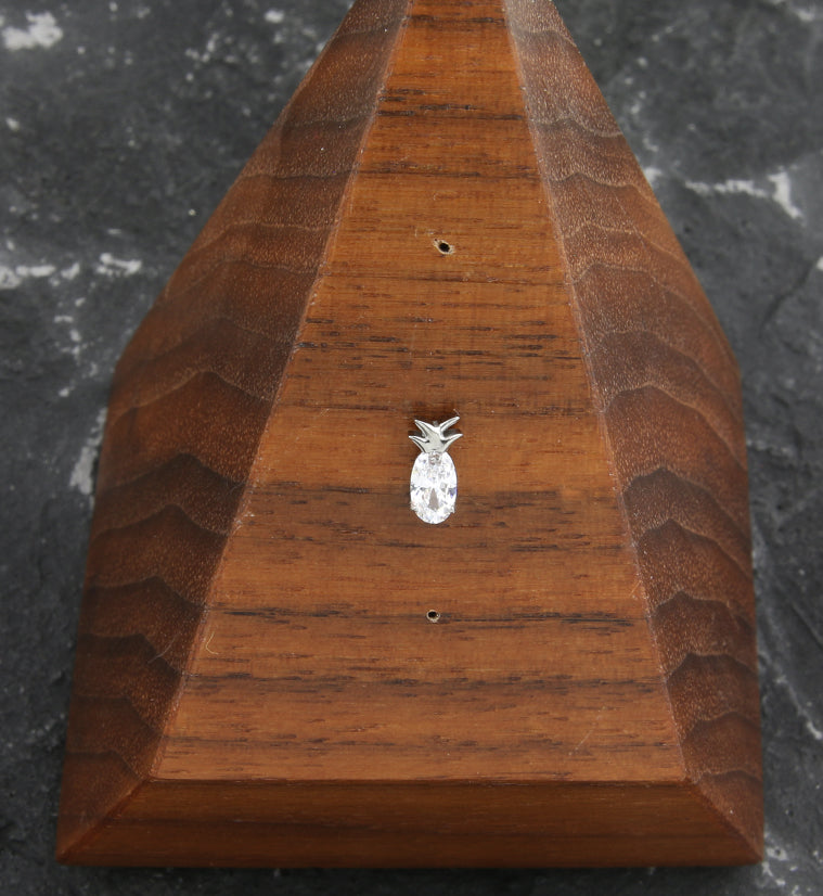 Pineapple Clear CZ Threadless Titanium Top