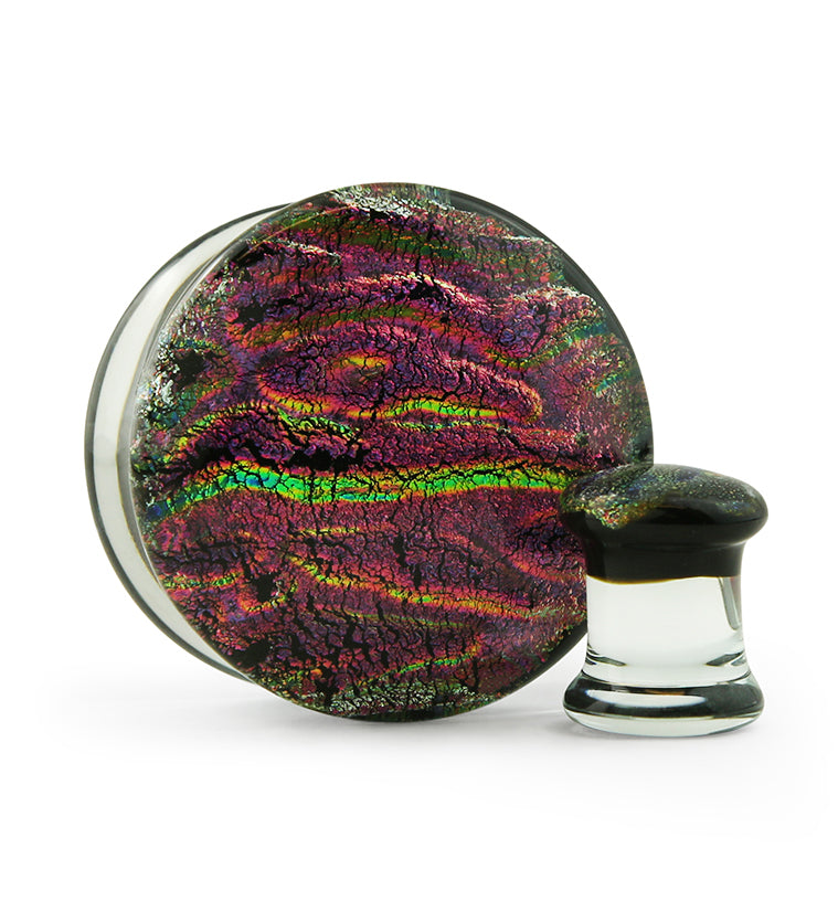 Arcadia Pink & Purple Dichroic Glass Plugs