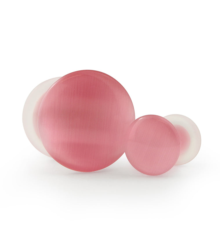 Pink Cat's Eye Glass Single Flare Plugs