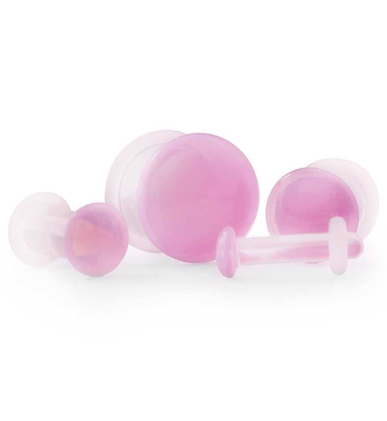 Pink Color Front Single Flare Glass Plugs