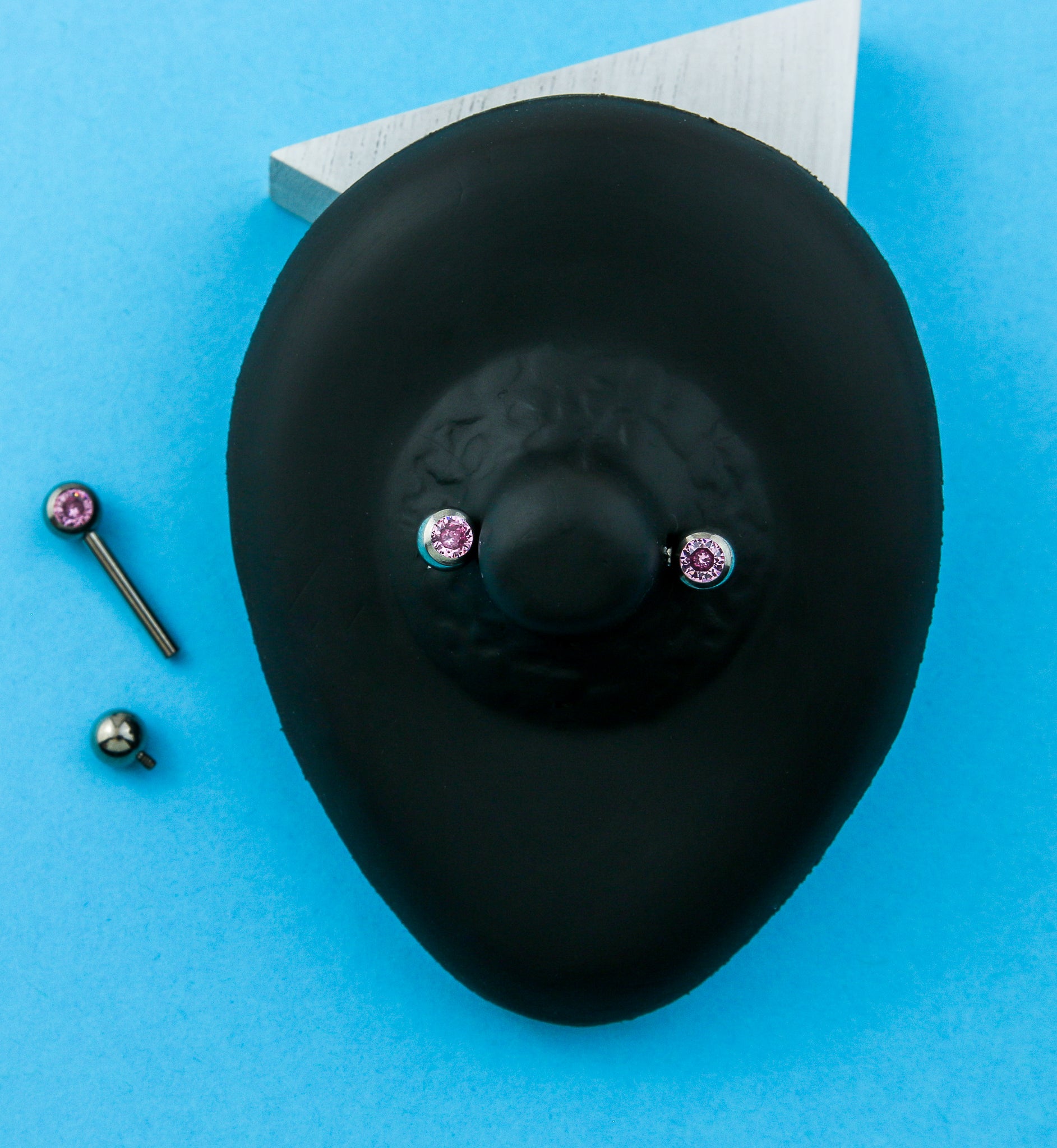 Pink CZ Ball Internally Threaded Titanium Nipple Barbells