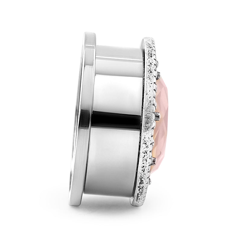 Beaded Centered Pink CZ Plugs