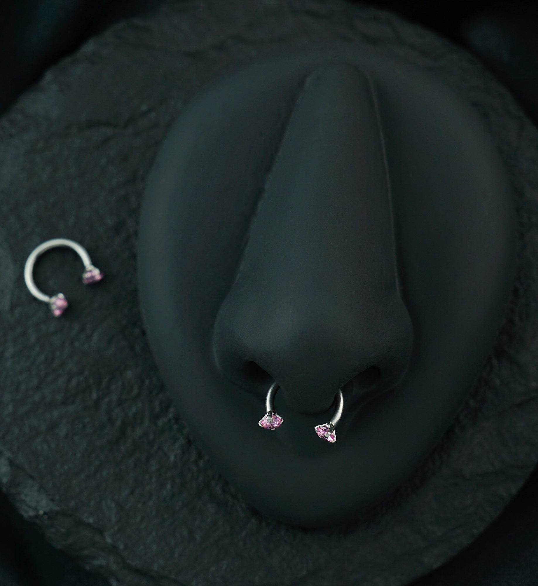 Pink CZ Prong Set Circular Barbell