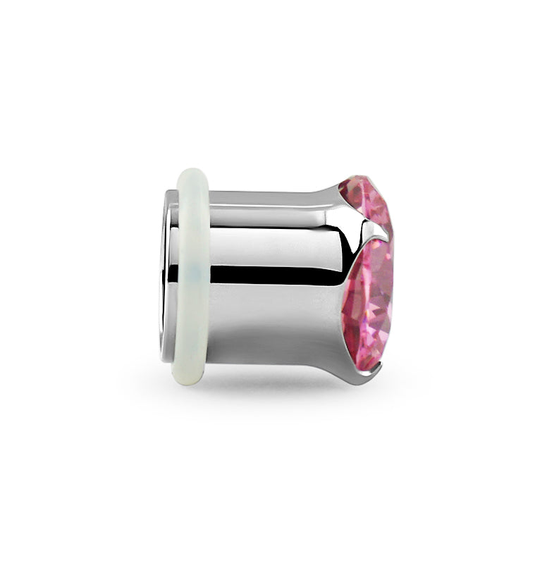 Pink CZ Stainless Steel Single Flare Plugs