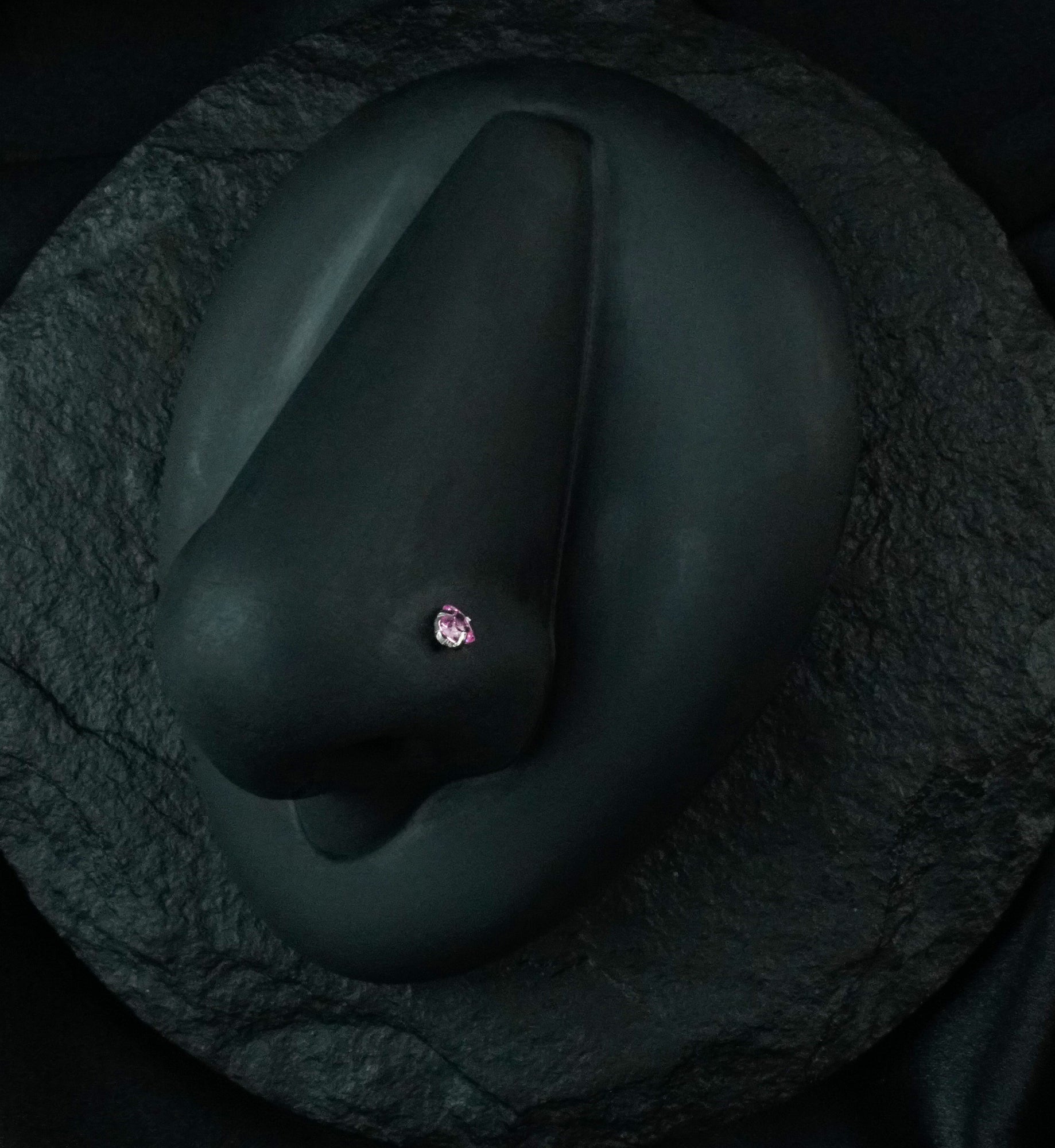 Pink Heart CZ Stainless Steel Nose Screw