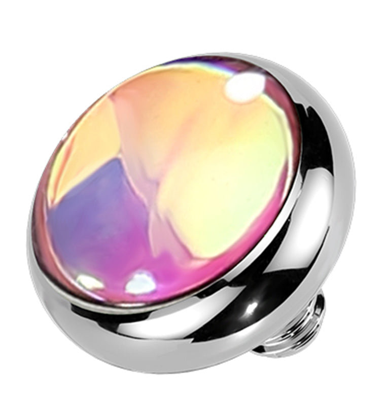 Pink Iridescent Gem Titanium Internally Threaded Top