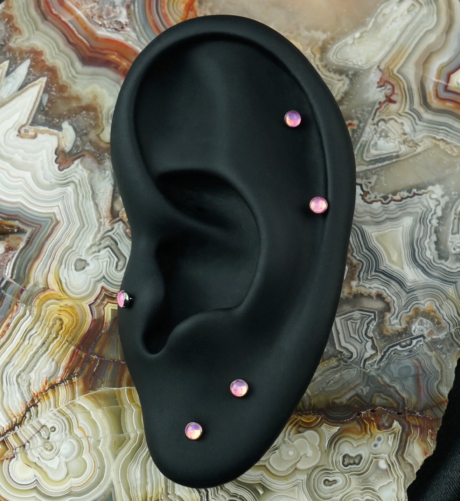 Pink Iridescent Gem Titanium Threadless Top