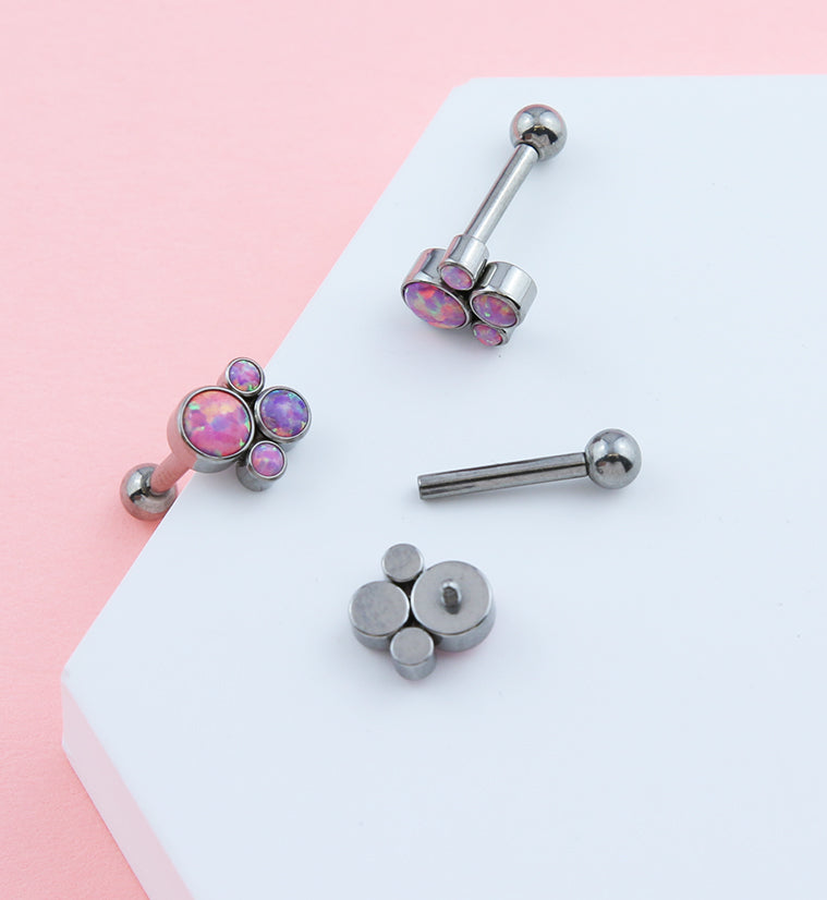 Pink Opalite Bunch Titanium Cartilage Barbell